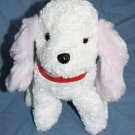 Puli Intl Puppy Dog 7" Plush White Stuffed Lavender Ears Red Collar Soft Toy