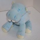 GANZ Baby Hippo 7" Blue Plush Chime Rattle Rainbow Bow Stuffed Soft Toy Vtg 1998