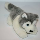 Aurora Husky Dog 7" Furry Plush Puppy Lying Blue Eye Flocked Nose Small Soft Toy
