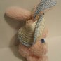 Easter Bunny Rabbit 7" Plush Main Joy Ltd Pink Fuzzy Blue Gingham Straw Hat Bow
