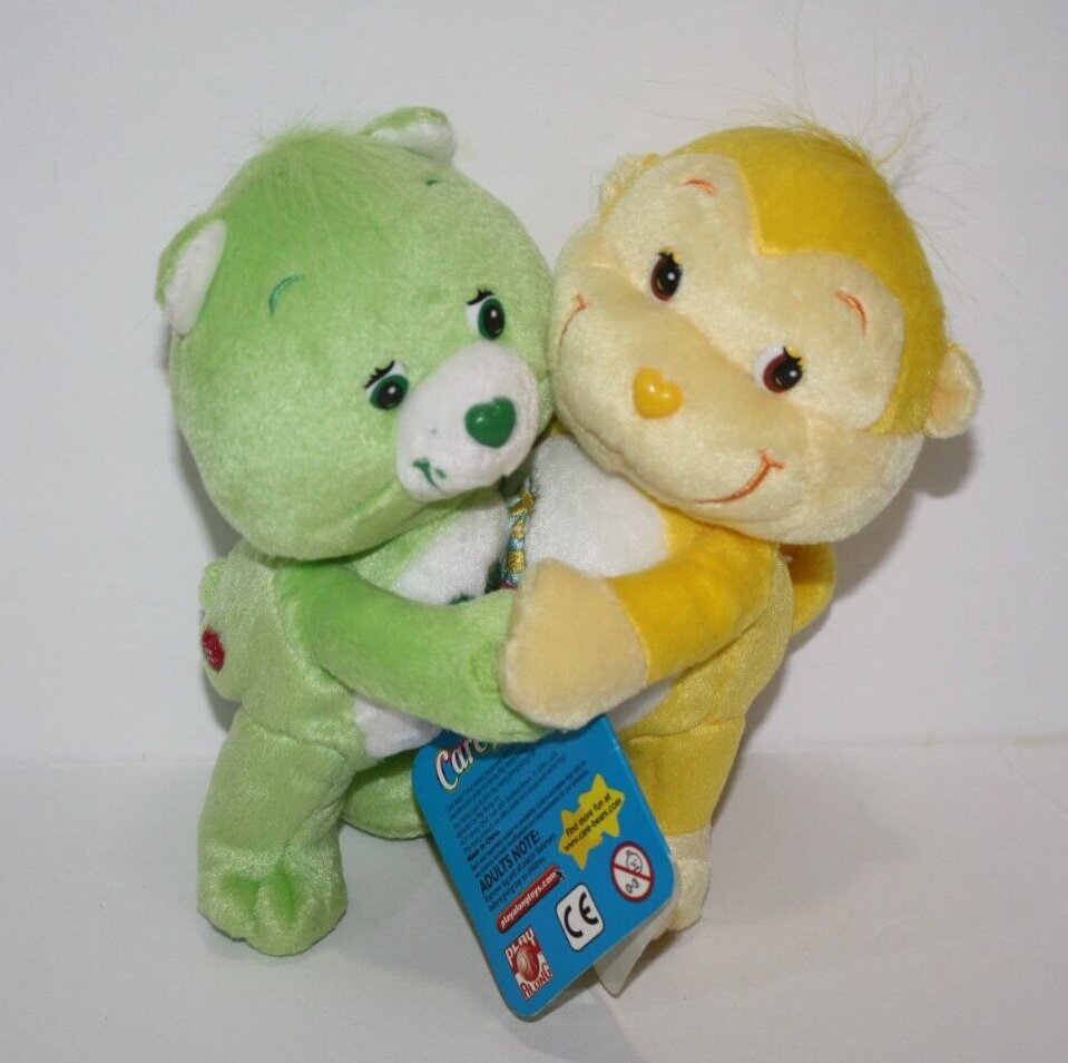 Care Bears Good Luck Playful Heart Monkey Cuddle Pair 7" Plush Stuffed Soft Toy