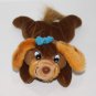 Oriental Trading Dog Bean Bag Brown Plush 8" Stuffed Soft Toy Blue Bow Small