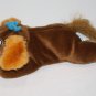 Oriental Trading Dog Bean Bag Brown Plush 8" Stuffed Soft Toy Blue Bow Small