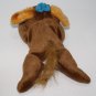 Oriental Trading Dog Bean Bag Brown Plush 8" Stuffed Soft Toy Blue Bow Small