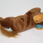 Oriental Trading Dog Bean Bag Brown Plush 8" Stuffed Soft Toy Blue Bow Small