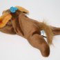 Oriental Trading Dog Bean Bag Brown Plush 8" Stuffed Soft Toy Blue Bow Small