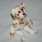 Starry Starry Teddy Bear 7" Plush White Red Gold Stars Bean Bag Stuffed Soft Toy