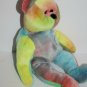 TY Beanie Babies Teddy Bear Peace Plush Stuffed Tie Dye Colors Blue Soft Toy