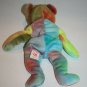 TY Beanie Babies Teddy Bear Peace Plush Stuffed Tie Dye Colors Blue Soft Toy