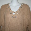 Jodifl Boutique MEDIUM Chunky Knit Tunic Sweater Beige Lace Up Grommets Neckline Jodifl Boutique MEDIUM Chunky Knit Tunic Sweater Beige Lace Up Grommets Neckline