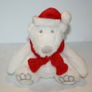 Bath & Body Works Polar Bear 8" White Plush Red Christmas Santa Hat Cap Soft Toy