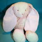 Best Ever Easter Bunny Rabbit 18" Soft Toy Pink Peach Cream Plaid Plush Quilted