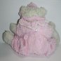 Boutique Enterprises Teddy Bear Soft Pink Chenille White Plush 14" Bow Stuffed