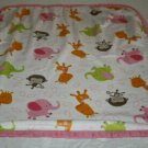 Blankets & Beyond Monkey Pink Baby Girls Blanket Elephant Giraffe Soft Security