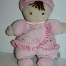 Carters Just One Year Doll Rattle Pink Plush Flowers Brunette Soft Stuffed 98676