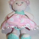Baby Starters Doll Plush Lovey Girl 12" White Pink Aqua Polka Dot Bow Sewn Eyes