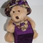 Dan Dee Plush Teddy Bear 7" Purple Square Trinket Box 2.75" Hat Flowers Soft