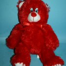 National Prize & Toy Red Plush Teddy Bear 12" White Feet Soft Stuffed Sewn Eyes