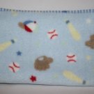 Baby Connection Boys Baseball Blanket Ball Bat Blue Fleece Star Security 30"