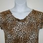 Ninety Brand Misses MEDIUM Leopard Silky Blouse Shirt Top Cap Sleeve Cowl Neck