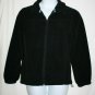 FUDA Misses MEDIUM Soft Black Fleece Jacket Full Zip Adjustable Waist No Hoodie