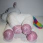 Gitzy Unicorn White Plush Rainbow Mane Tail Pink Feet Horn 18" Soft Toy FLAW
