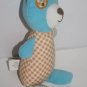 Maison Chic Teddy Bear Baby Rattle Lovey 8" Blue Corduroy Gingham Plush Soft Toy