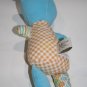 Maison Chic Teddy Bear Baby Rattle Lovey 8" Blue Corduroy Gingham Plush Soft Toy