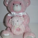Little Kids Preferred Teddy Bear 9" Gingham Rattle Pink Plush Soft Toy Stuffed