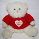 US Balloon White Plush Valentines Teddy Bear 9" Red I Love You Sweater Soft Toy