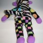 Justice Tween Brands Multicolor Black Splatter Sock Monkey 17" Stuffed Soft Toy