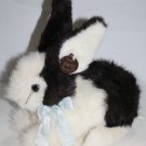 Fine Toy Easter Bunny Rabbit 11" White Brown Ears Blue Bow Soft Toy Stuffed VTG