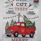 Christmas Fresh Cut Trees Old Red Truck Embroidered Garden Flag 11.5" x 18" NEW Christmas Fresh Cut Trees Old Red Truck Embroidered Garden Flag 11.5" x 18" NEW