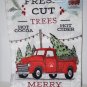 Christmas Fresh Cut Trees Old Red Truck Embroidered Garden Flag 11.5" x 18" NEW