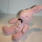Kids Preferred Easter Bunny Rabbit 11" Pink Flowers Plush Stuffed Brown Dots Bow
