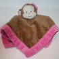 Tiddliwinks Monkey Security Blanket 13" Brown Plush Pink Bow Trim Edge Lovey