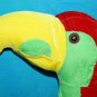 Thin Plush Bird Parrot 12" Play Time Toy Red Green Yellow Stuffed Animal Soft