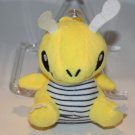 Yellow Plush Dragon 3.5" Dinosaur Backpack Clip Soft Toy Stuffed Striped Tummy