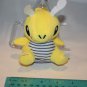 Yellow Plush Dragon 3.5" Dinosaur Backpack Clip Soft Toy Stuffed Striped Tummy