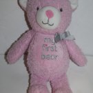 Okie Dokie Baby My First Bear 10" Pink Chenille Plush Rattle Stuffed Teddy Soft