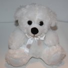 White Plush in a Rush Teddy Bear Sits 6" Soft Toy Stuffed Animal Bow Black Nose