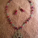 Girl's Princess Hot Pink Necklace & Earrings
