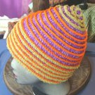 Purple and lime crochet hat