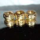 Gold pl large hole spacer beads with fish design  -  qty 3