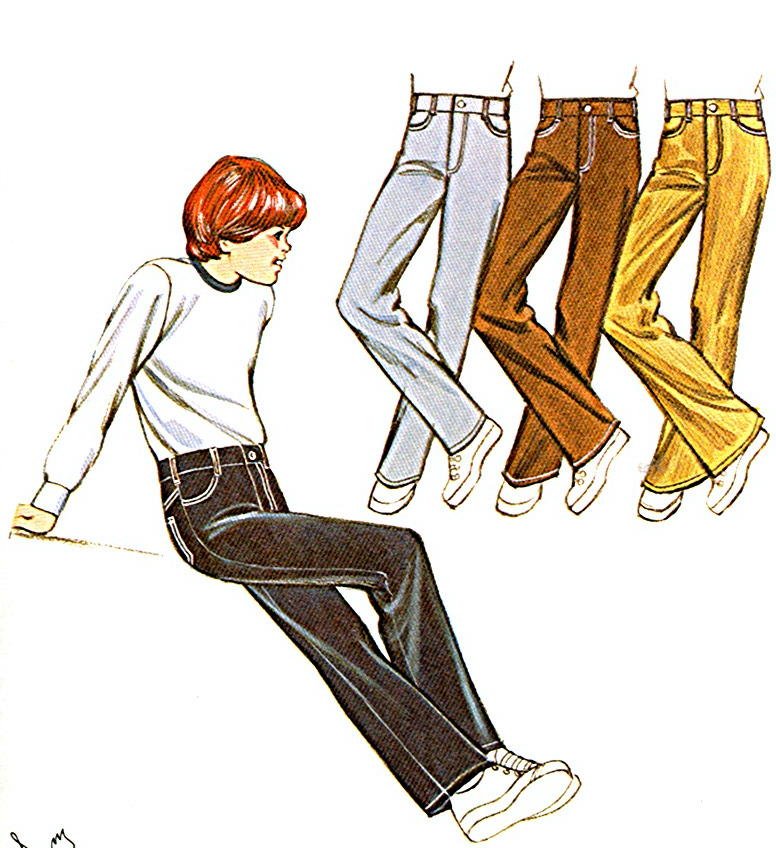 Jeans Boys sewing pattern size 25 26 27 28 Kwik Sew 412
