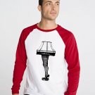 XL Leg Lamp T-Shirt Red White Mens Man Long Sleeve ringer t baseball shirt