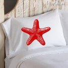 Red Starfish Star Fish PILLOWCASE sailor nautical decor home