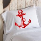 Red NAUTICAL Ship's Anchor PILLOWCASE pillow cover