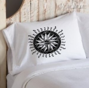 Nautical Pillowcase Black Ships Compass pillow cover