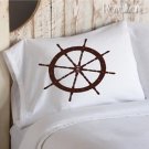 Nautical Pillowcase Borwn Ship's Wheel pillow cover